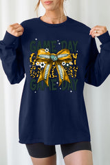 UL240P-E3090 Yellow Football Game Day Bow Plus Long Sleeve Tee $17