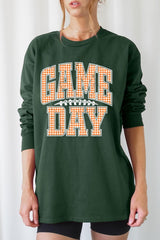 UL240P-E3129 Orange Gingham Game Day Plus Long Sleeve Tee $17