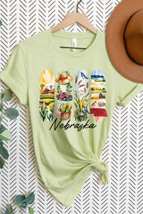US3001-E3061NE Nebraska State Brushstroke Graphic Tee $12.5