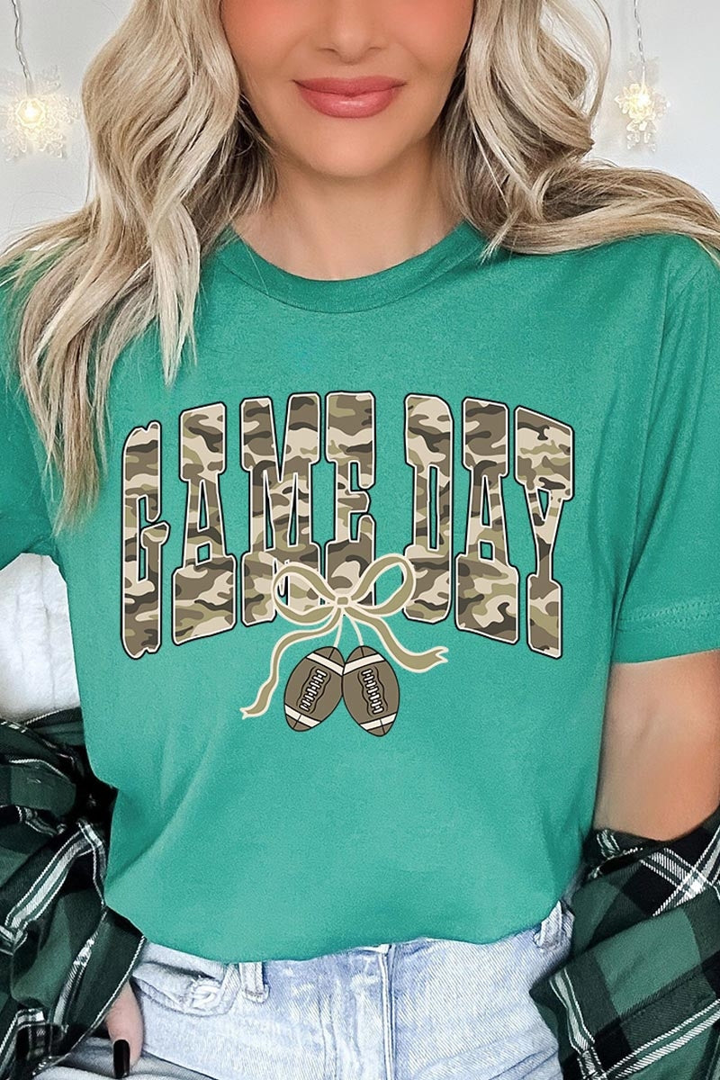 US3001-E3131 Football Game Day Camo Graphic Tee $12.5