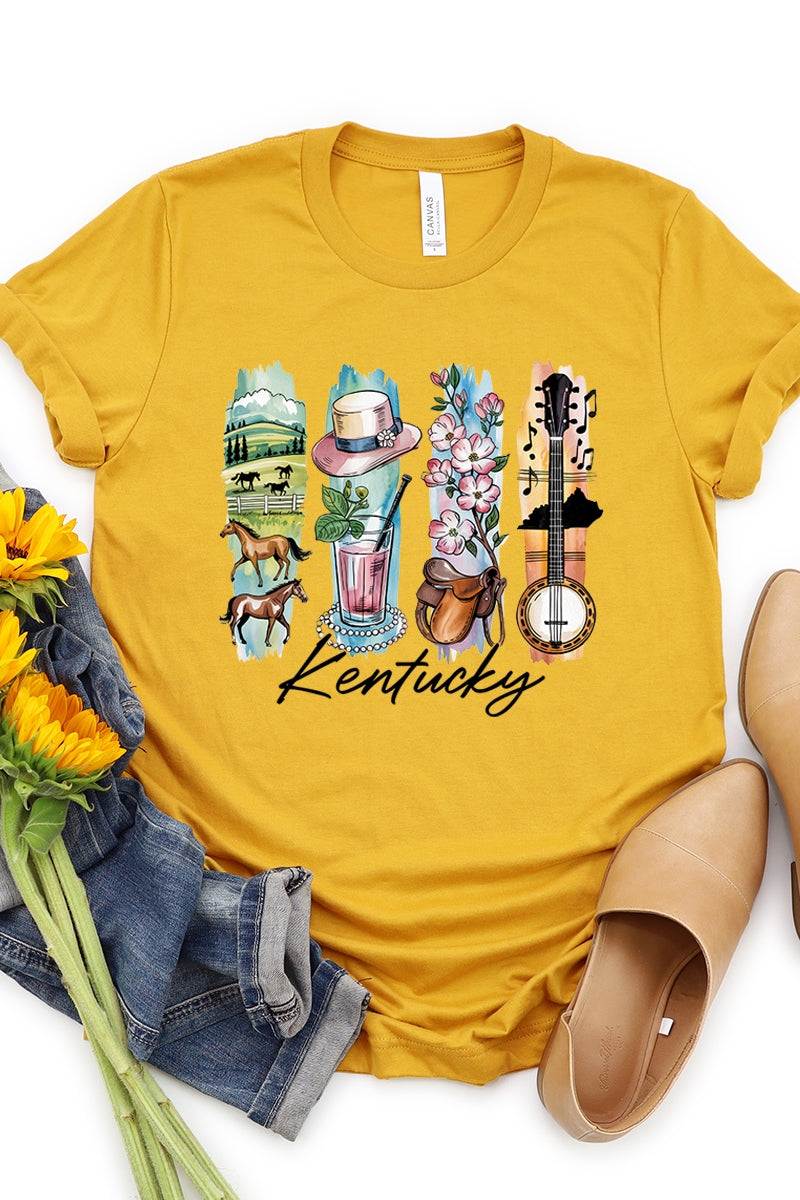 US3001-E3061KY Kentucky State Brushstroke Graphic Tee $12.5