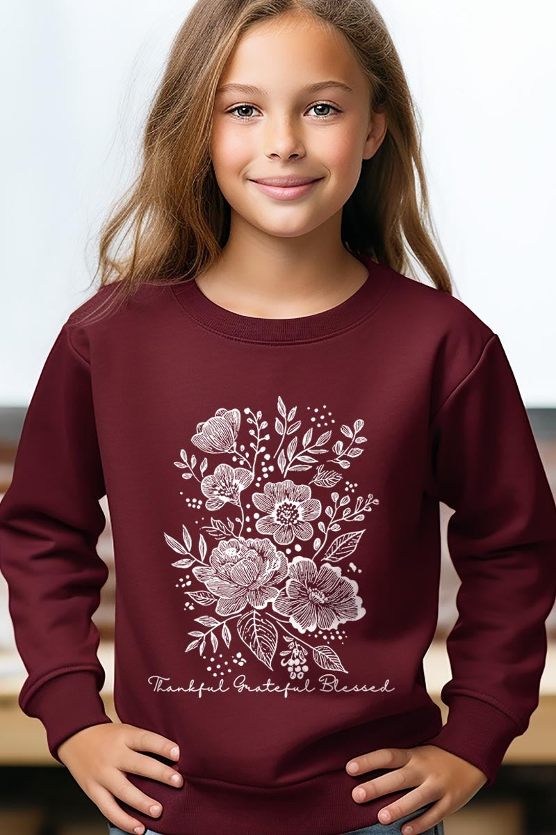UL180B-E3155Z Neutral Thanksgiving Kids Graphic Sweatshirt $20