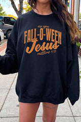 UL180P-E3143 Are You Fall O Ween Jesus Graphic Plus Sweatshirt $25