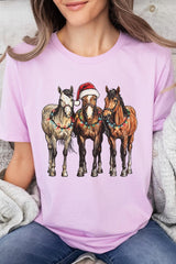 US3001-E3182 Christmas Horses Graphic Tee $12.5