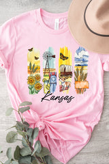 US3001P-E3061KS Kansas State Brushstroke Graphic Plus Tee $16