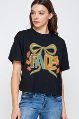 CTS-E3121 Fall Brushstroke Bow Graphic Relaxed Crop Top $11