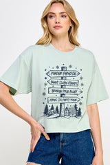 CTS-E3189 Ski Lodge Signs Graphic Relaxed Crop Top $11