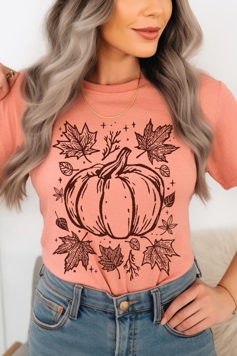 US3001-E3162 Fall Pumpkin Graphic Tee $12.5