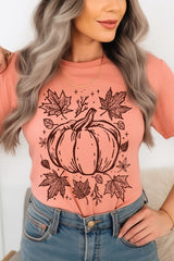 US3001P-E3162 Fall Pumpkin Graphic Plus Tee $16