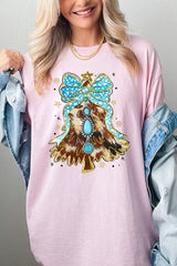 5000P-E3184 Turquoise Christmas Tree Graphic Plus Heavy Cotton Tee $12.75
