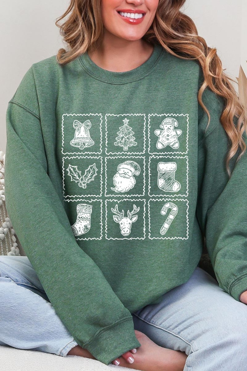 UL190-E3215 Christmas Icons Graphic Sweatshirt $20