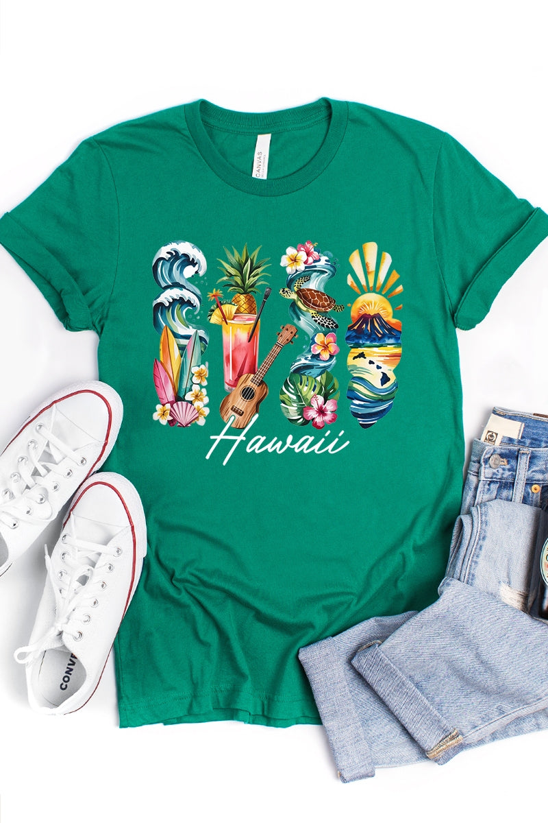 US3001-E3061HI Hawaii State Brushstroke Graphic Tee $12.5