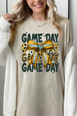 5000-E3090 Yellow Football Game Day Bow Heavy Cotton Tee $9