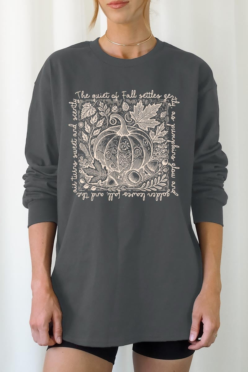 UL240P-E3112 Fall Pumpkin Graphic Plus Long Sleeve Tee $17