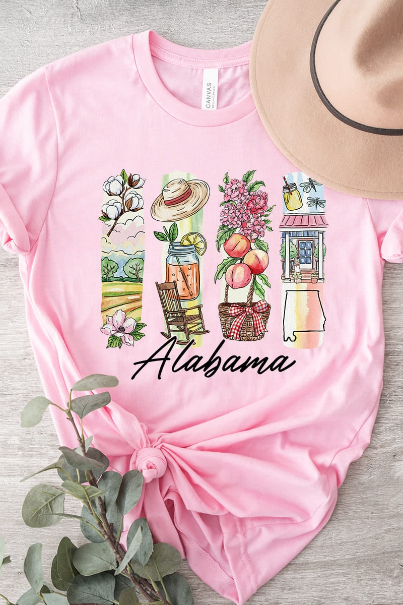 US3001P-E3061AL Alabama State Brushstroke Graphic Plus Tee $16