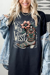 5000-E3100 Wild West Cowgirl Boot Graphic Heavy Cotton Tee $9
