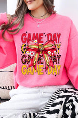 UL180-E3091 Red Yellow Football Game Day Bow Sweatshirt $20