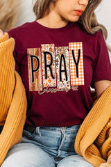 US3001P-E3166 Pray Fall Christian Graphic Plus Tee $16