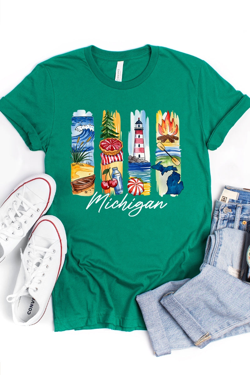 US3001-E3061MI Michigan State Brushstroke Graphic Tee $12.5