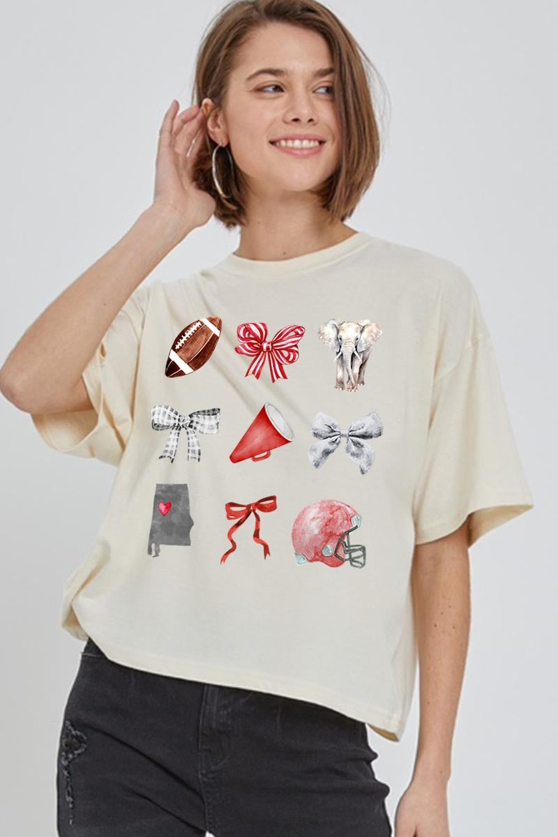 CTS-E3076 Alabama Football Graphic Relaxed Crop Top $11