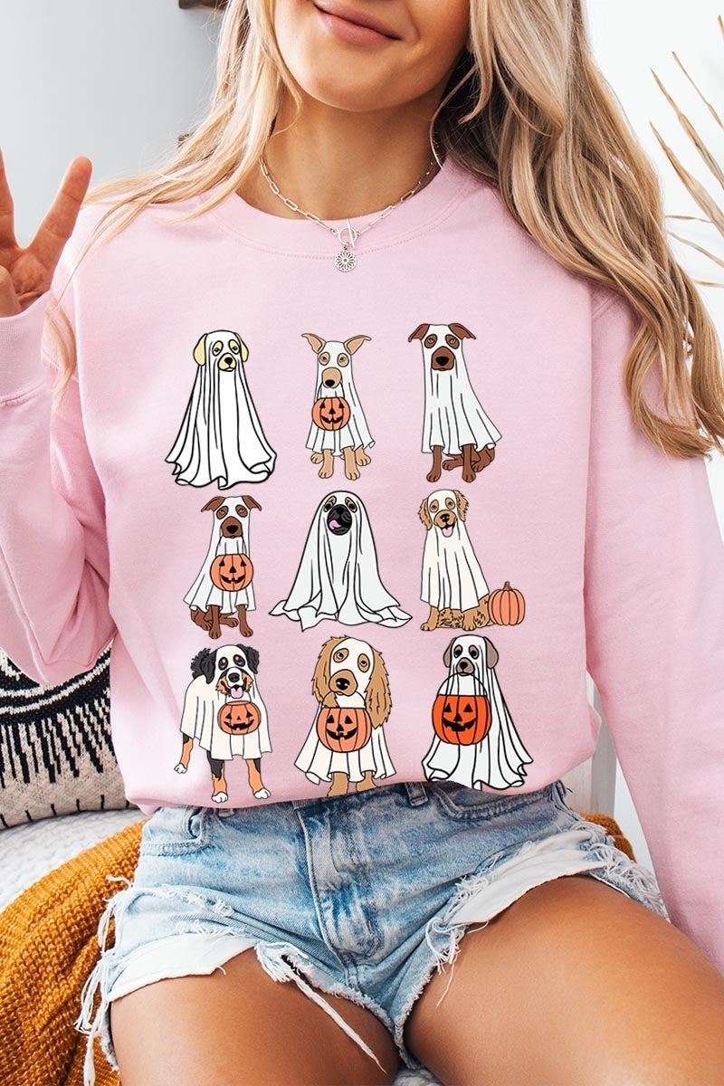 UL180P-E3106 Halloween Ghost Dog Graphic Plus Sweatshirt $25