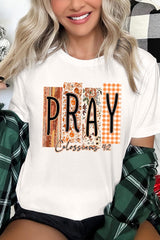 US3001-E3166 Pray Fall Christian Graphic Tee $12.5