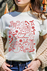 US3001P-E3181 Christmas Doodle Graphic Plus Tee $16