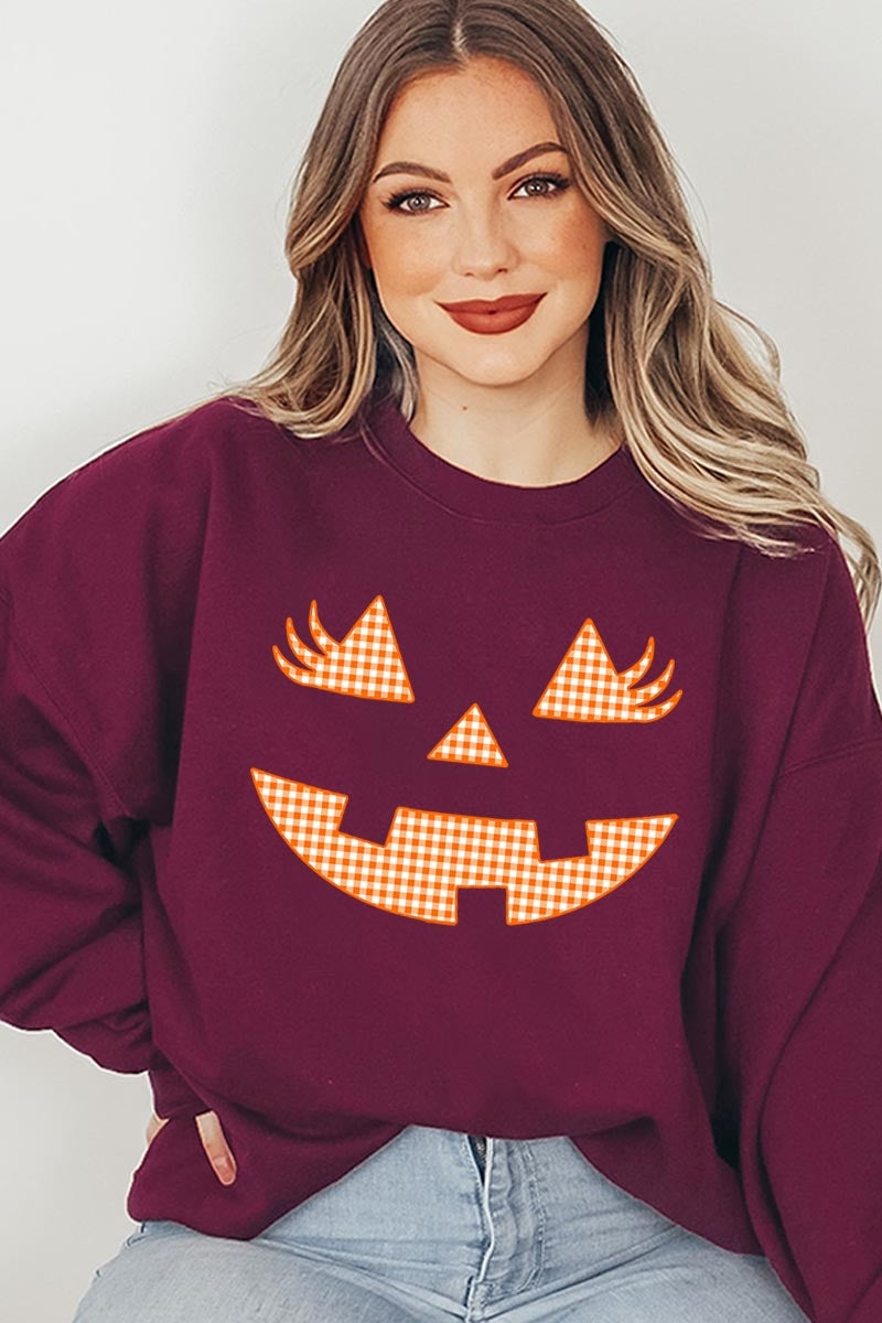 UL180P-E3148 Cute Pumpkin Halloween Graphic Plus Sweatshirt $25