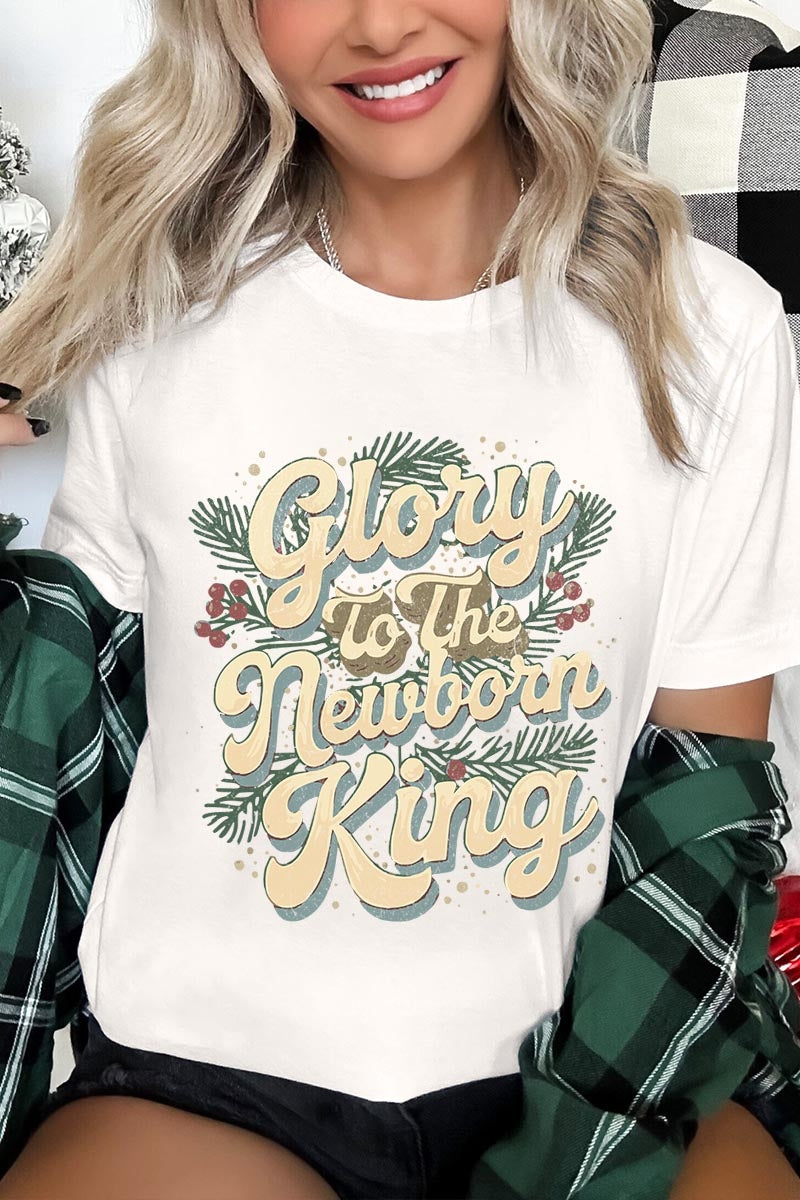 US3001P-E3220 Glory to the Newborn King Graphic Plus Tee $16