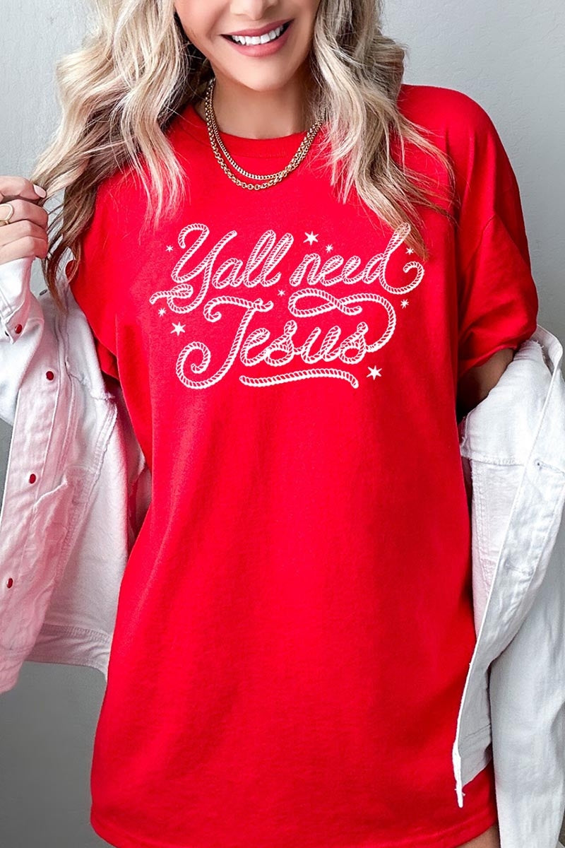 5000-E3115 Y'all Need Jesus Graphic Heavy Cotton Tee $9
