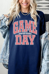 5000-E3126 Red Gingham Game Day Graphic Heavy Cotton Tee $9