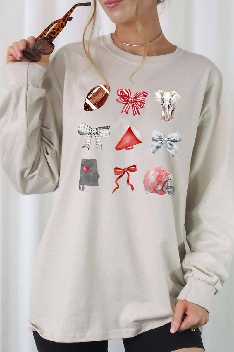 UL240-E3076 Alabama Football Graphic Long Sleeve Tee $13.75