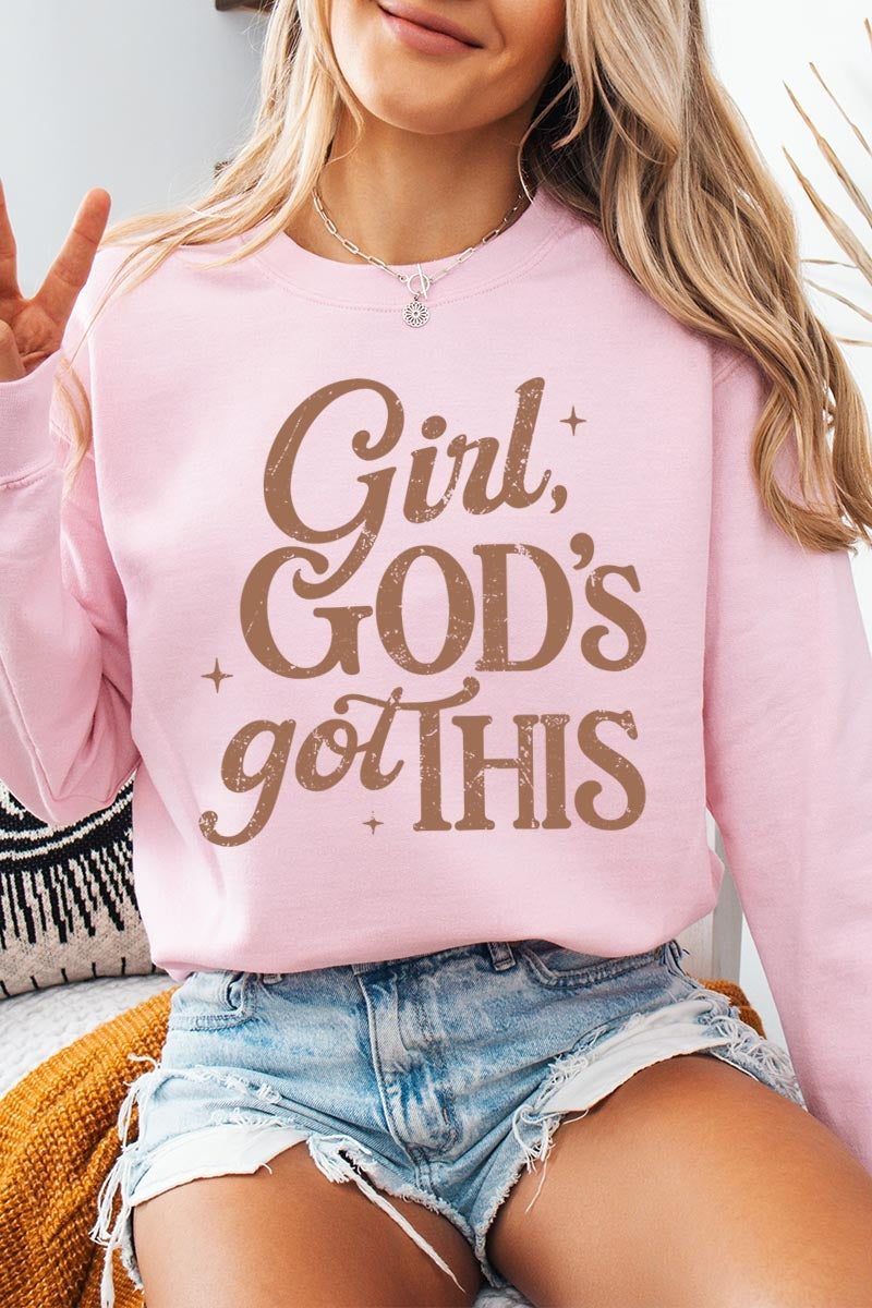 UL180P-E3102 Girl, Godu2019s Got This Graphic Plus Sweatshirt $25