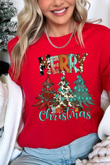 US3001P-E3200 Merry Christmas Trees Graphic Plus Tee $16