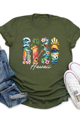 US3001P-E3061HI Hawaii State Brushstroke Graphic Plus Tee $16