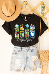 US3001P-E3061WI Wisconsin State Brushstroke Graphic Plus Tee $16