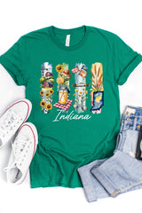 US3001P-E3061IN Indiana State Brushstroke Graphic Plus Tee $16