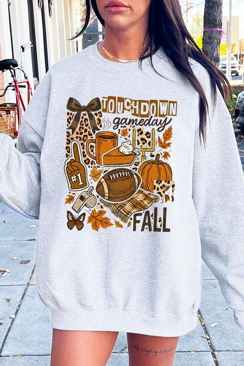 UL180-E3134 Fall Football Collage Graphic Sweatshirt $20