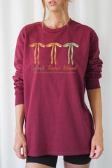 UL240-E3111 Grateful Thankful Blessed Graphic Long Sleeve Tee $13.75