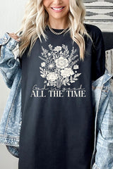 5000-E3116 God Is Good Floral Graphic Heavy Cotton Tee $9