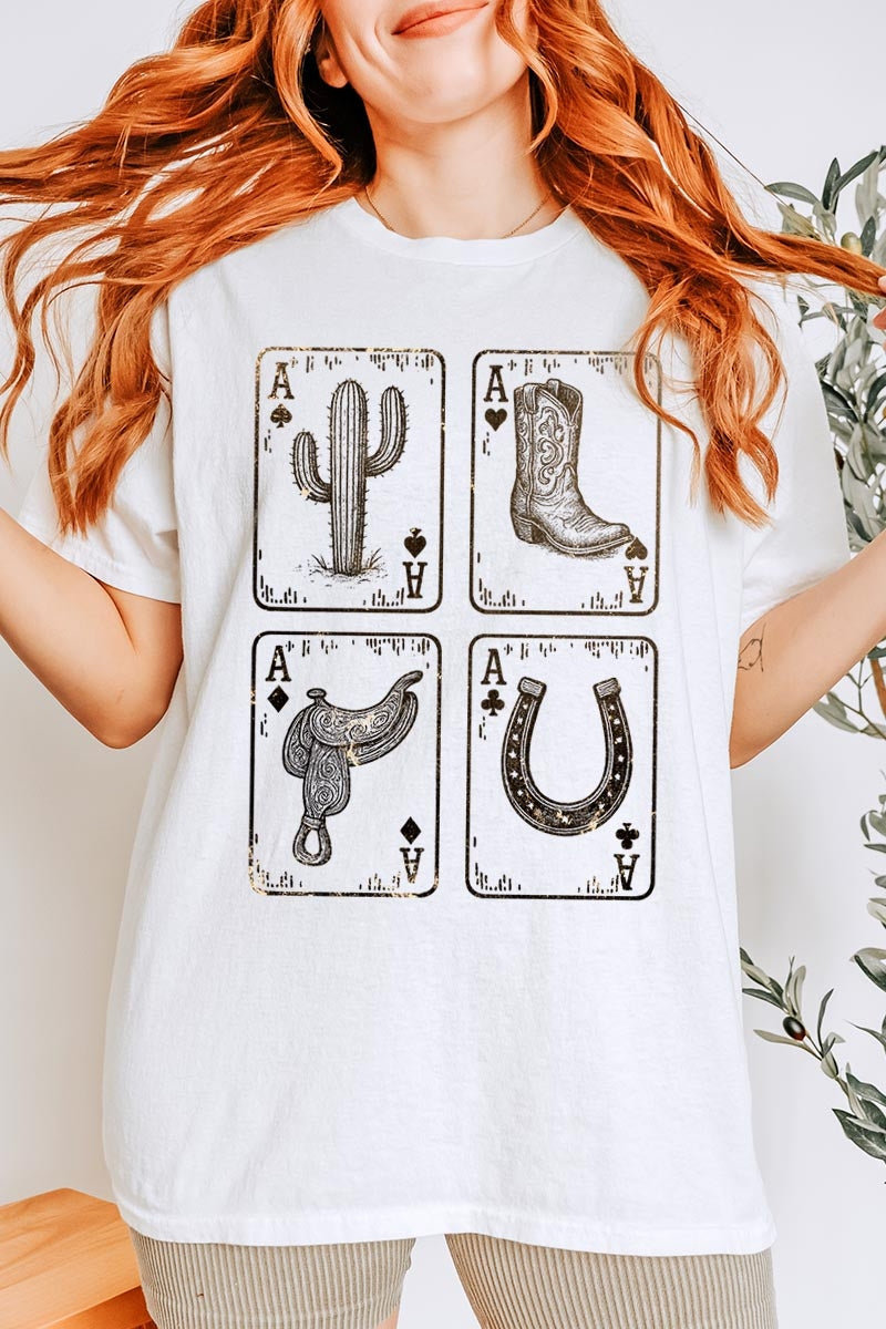 5000-E3094 Western Cowgirl Card Graphic Heavy Cotton Tee $9