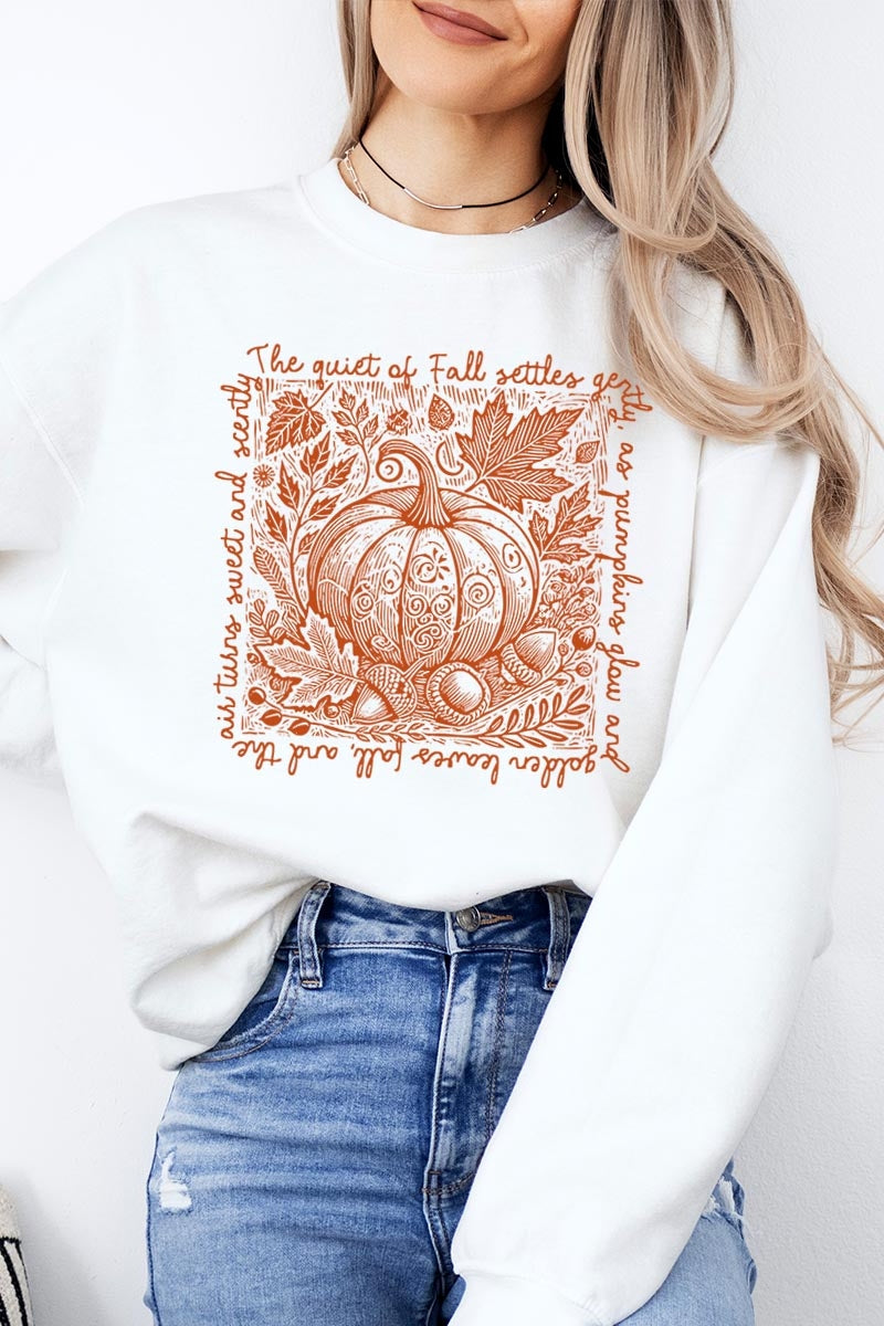 UL180-E3112 Fall Pumpkin Botanical Graphic Sweatshirt $20