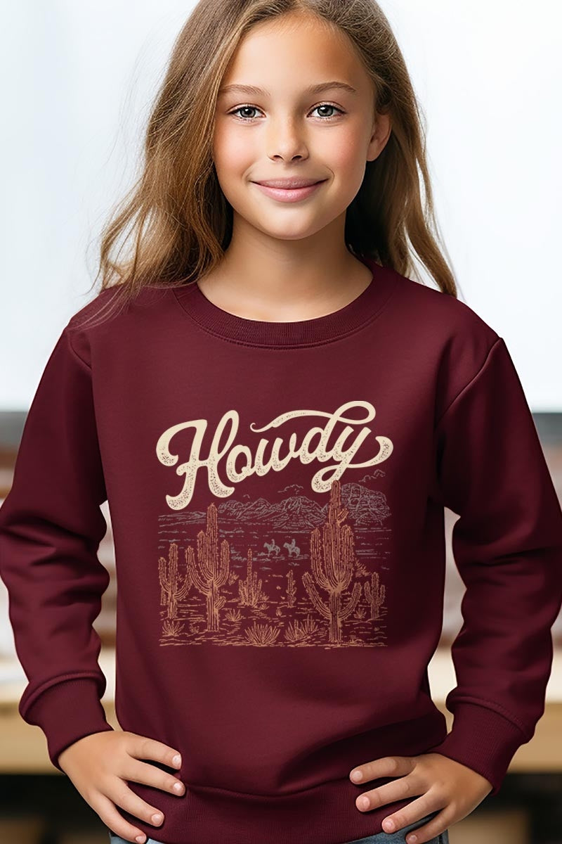 UL180B-E3095Z Howdy Desert Western Kids Graphic Sweatshirt $20
