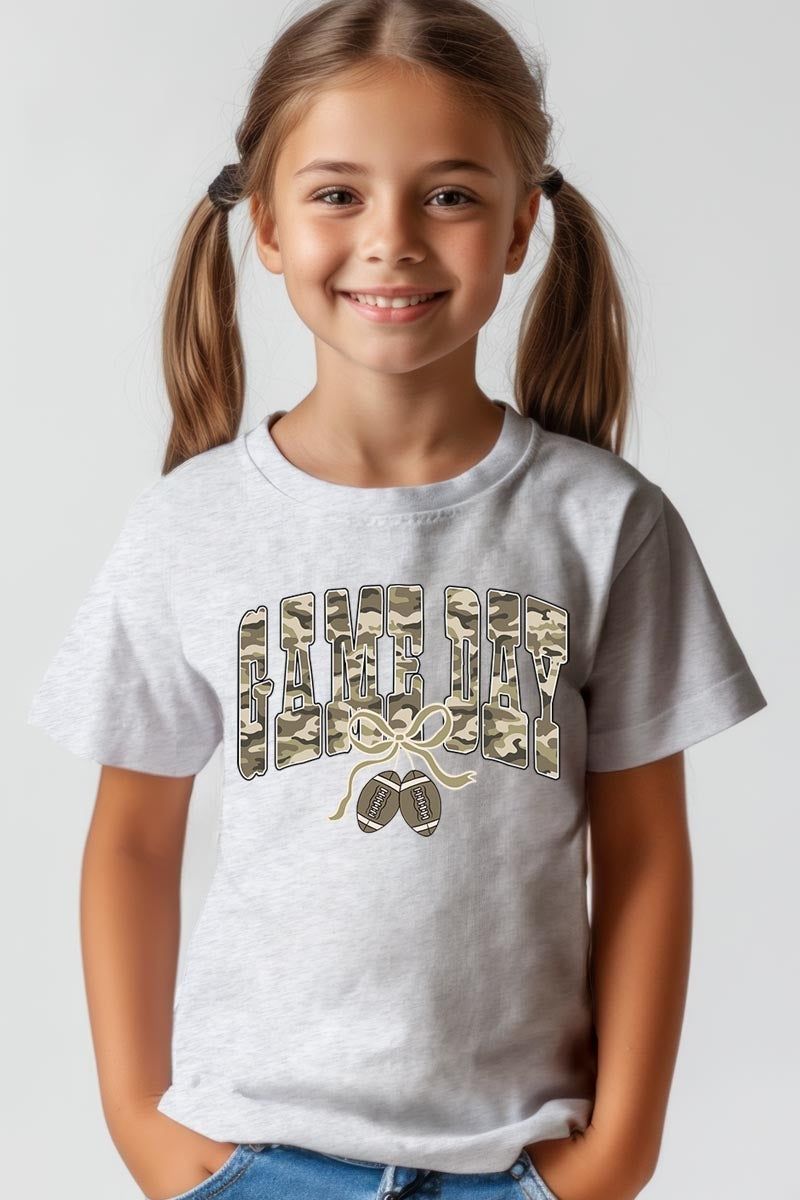 US3001Y-E3131Z Football Game Day Camo Kids Graphic Tee $11