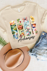US3001-E3061AR Arkansas State Brushstroke Graphic Tee $12.5