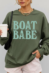 UL180-E3466 Boat Babe Dot Graphic Sweatshirt $20