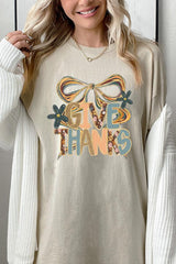 5000-E3154 Give Thanks Bow Graphic Heavy Cotton Tee $9