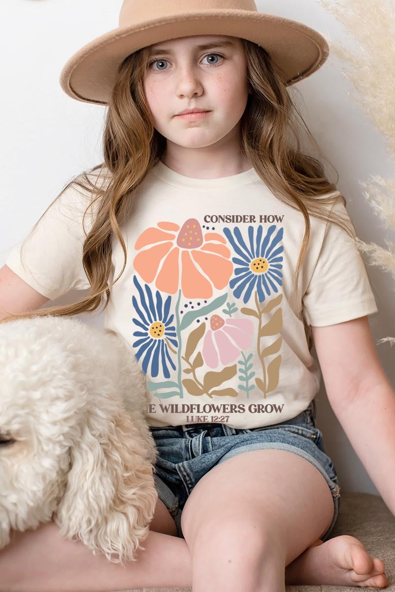 US3001Y-E3067Z Consider the Wildflowers Kids Graphic Tee $11