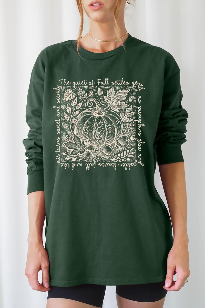 UL240P-E3112 Fall Pumpkin Graphic Plus Long Sleeve Tee $17