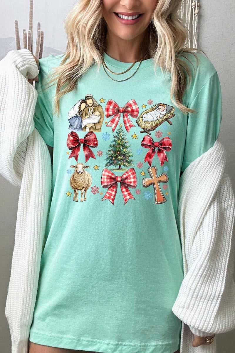 US3001P-E3219 Nativity Scene Christmas Graphic Plus Tee $16